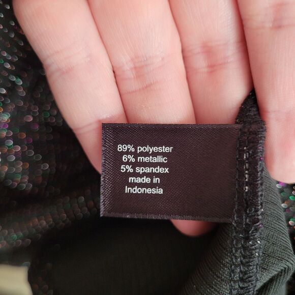 Lane Bryant Womens Blouse Size 14 16 Black Rainbow Sparkle Stripes Tie Front NWT - Picture 7 of 12